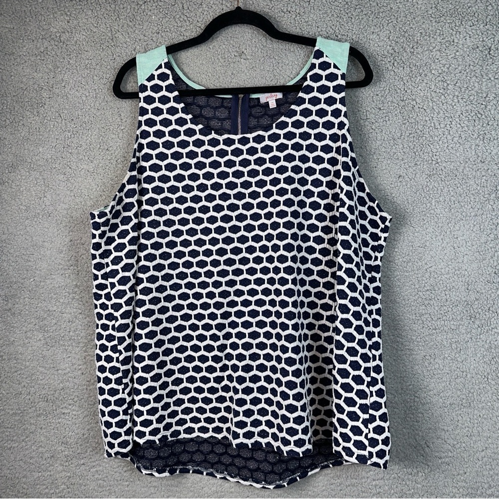 Pixley Top Women 3X Blue Millie Textured Knit Tank Casual Comfy Stretch Boho